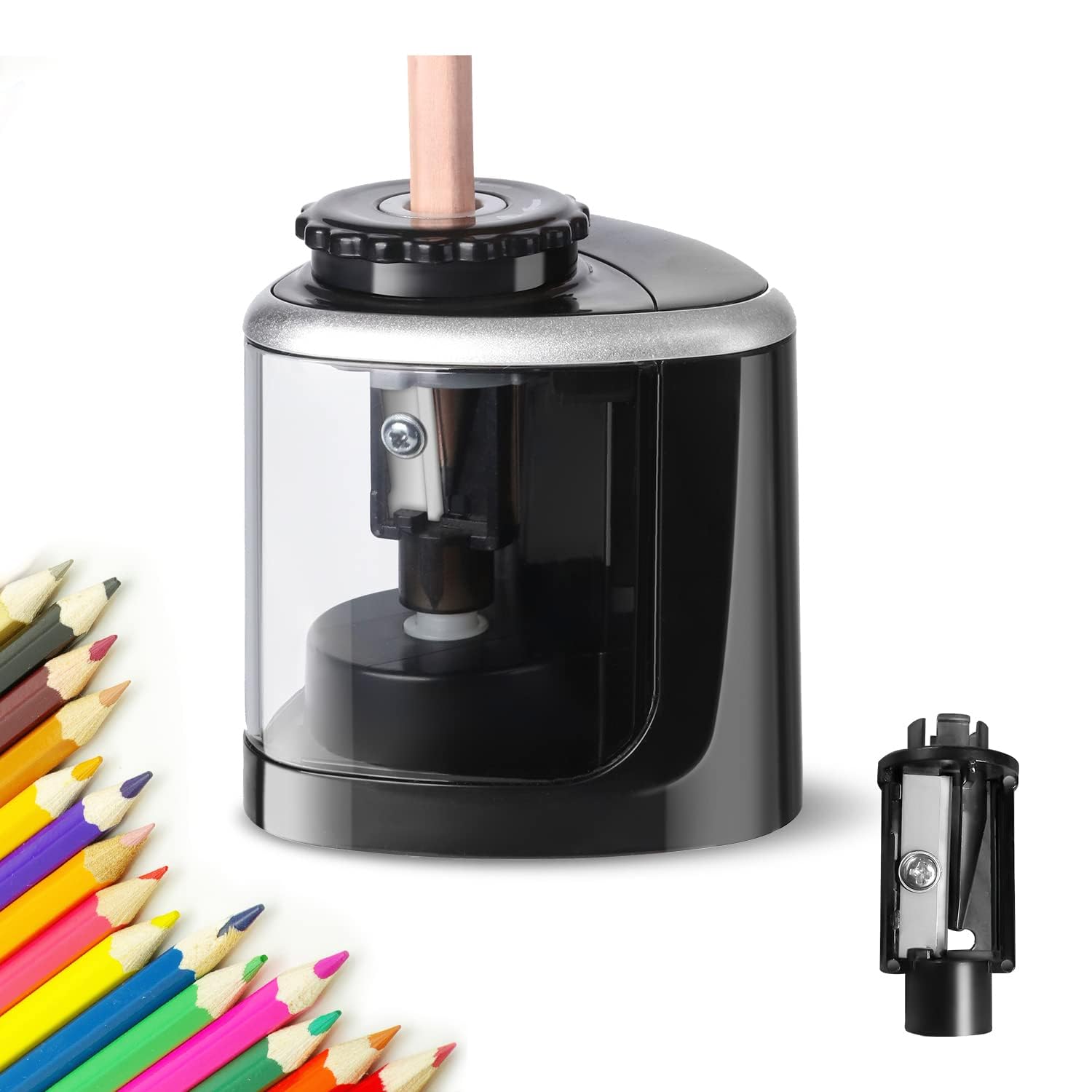 Climberty Electric Sharpener for Pencil, Pencil Sharpener with Durable Blade to Fast Sharpen, Battery Operated, for No.2/Colored Pencils(6-8mm), for Home, Office and School(Batteries Not Included) Climberty Electric Sharpener for Pencil, Pencil Sharpener with Durable Blade to Fast Sharpen, Battery Operated, for No.2/Colored Pencils(6-8mm), for Home, Office and School(Batteries Not Included)